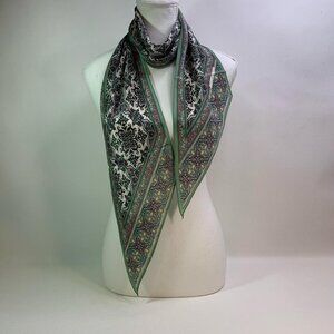 Oscar de la Renta Vintage 100% Silk Floral Scarf 7x27 Elegant Pastel